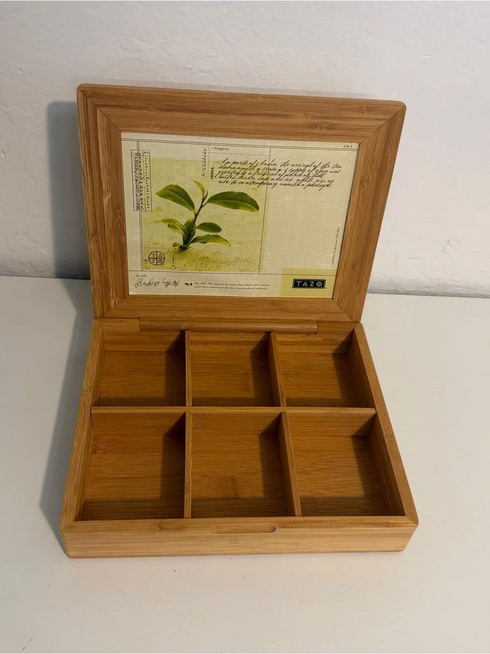 TAZO Tea Bag Box Organization Organize Wooden Storage Display Bamboo